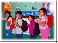 All children are included in AIEF's fair distribution of backpacks and school supplies.<