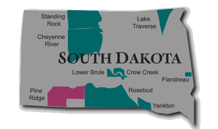 Map of Pine Ridge Reservation in South Dakota