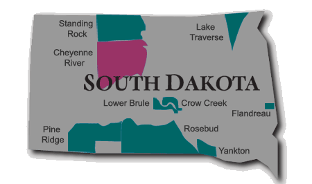 Map of Cheyenne River Reservation in South Dakota