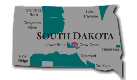 Map of Crow Creek Reservation in South Dakota