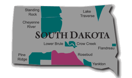 Map of Rosebud Reservation in South Dakota