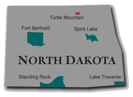 Map of Turtle Mountain Reservation in North Dakota