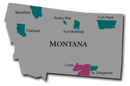 Map of Crow Reservation in Montana