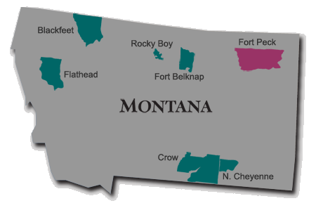Map of Fort Peck Reservation in Montana