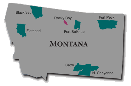 Map of Rock Boy Reservation in Montana