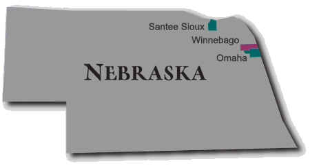 Map of Winnebago Reservation in Nebraska