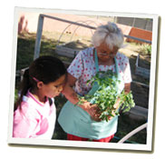 Child and Elder gardening