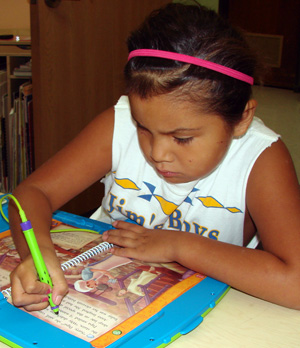 Miranda - Native American child learning using a Leap Pad