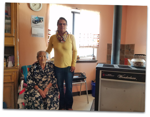 A photo of Lorraine and an Elder in her community.